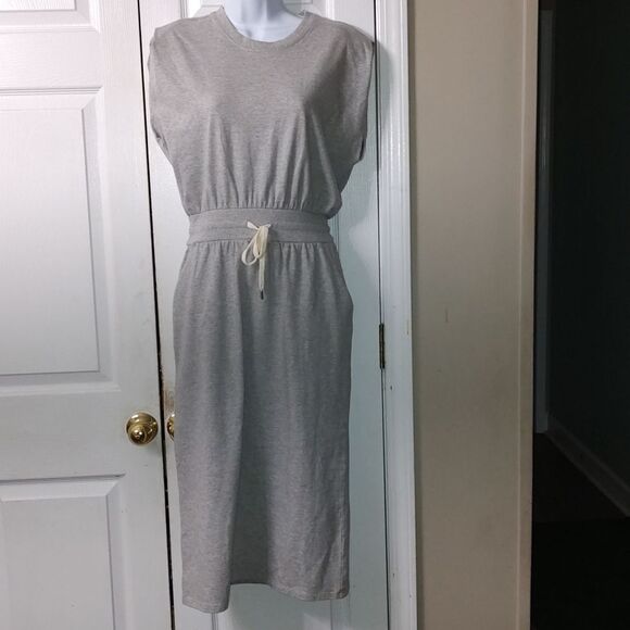 CALIA Women's Extended Shoulder Midi Dress  Gray Sz S NWT - Picture 1 of 9